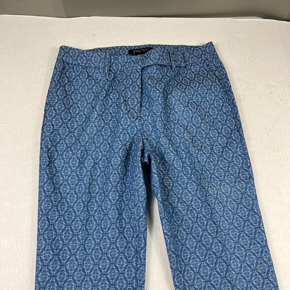 Etcetera Jaquard Dress Pants Blue Harlequin Print Trousers Preppy Straight Leg 6 - Picture 3 of 12